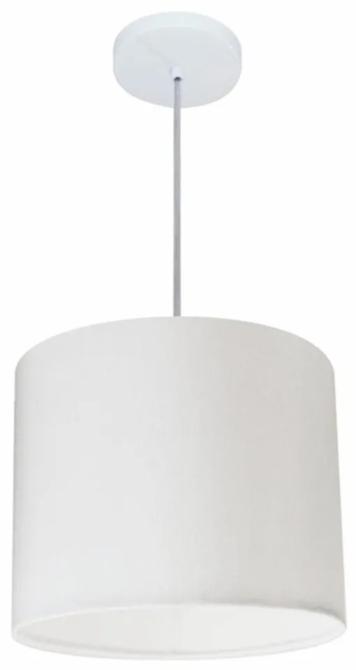 Lustre Pendente Cilíndrico Md-4143 Cúpula em Tecido 35x25cm Branco - Bivolt