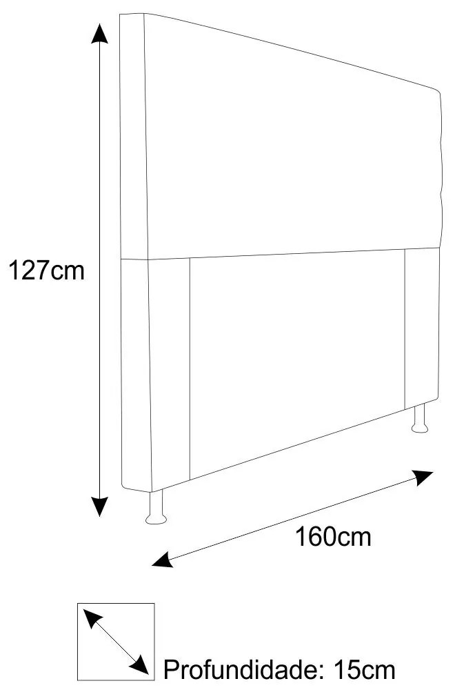 Cabeceira Estofada Turim 160 cm Queen Size Suede Rosa Bebê - ADJ Decor
