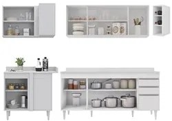 Armário de Cozinha Modulado de Canto Direito 5 Peças CP44 Balcão com T