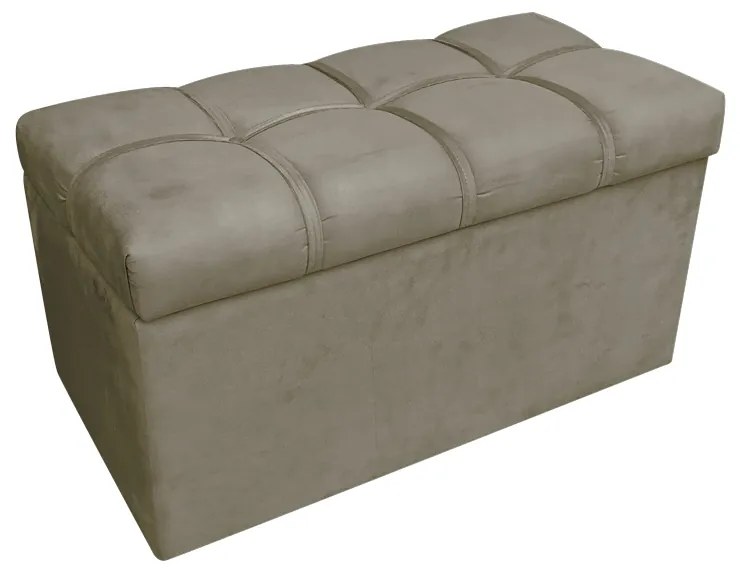Calçadeira Botonê com Baú 90 cm Suede Marrom Rato - D'Rossi