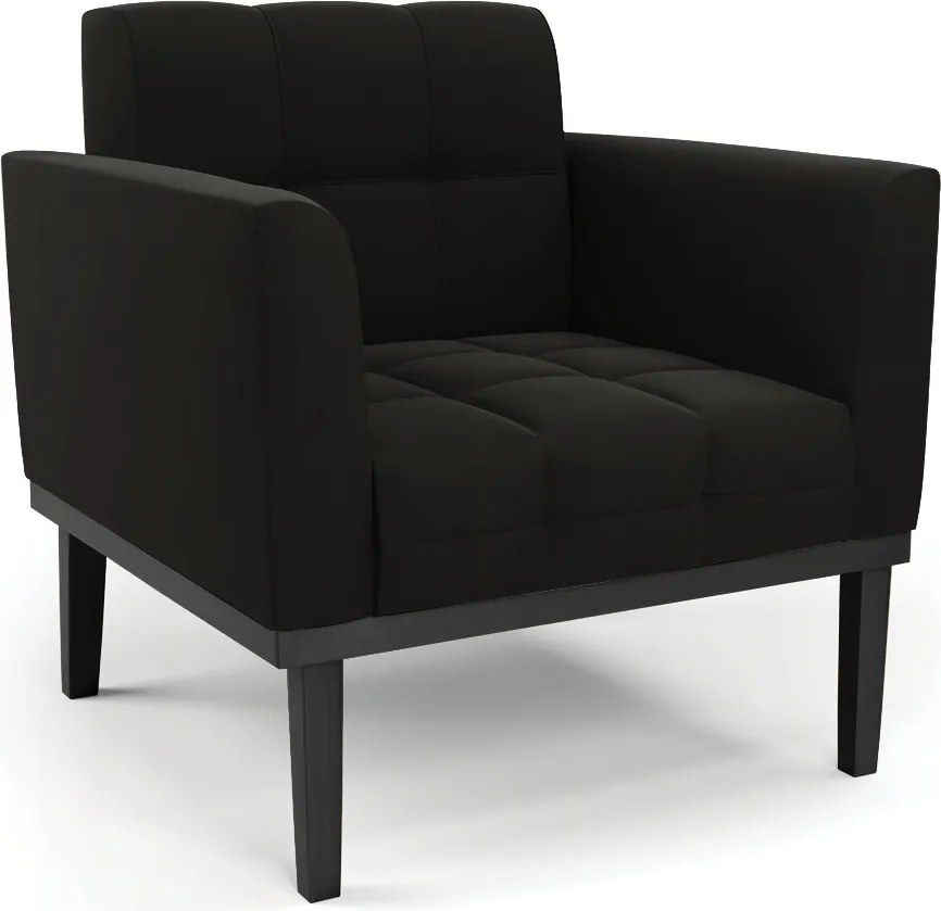 Poltrona Decorativa Karen Pés Fixo em Madeira Preto Suede Preto G19 - Gran Belo