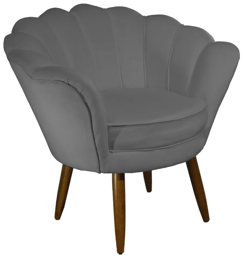 Poltrona Decorativa Pétala Pés Palito Suede Cinza - Sheep Estofados