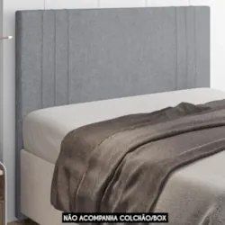 Cabeceira Cama Box Solteiro 90cm Estofada Rama Boucle Cinza Z04 - Mpoz