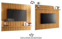 Painel Para TV 60 Pol. Like e Rack Bancada Lilli H01 Off White/Cinamom