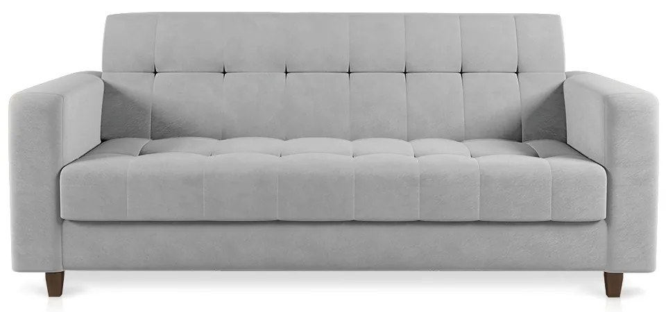 Sofá 03 Lugares Arezzo Suede Cinza Pés Chanfrado Tabaco - D'Rossi
