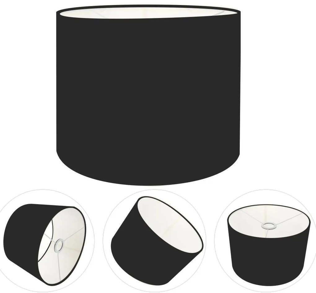 Cúpula Abajur Cilíndrica Cp-7012 Ø30x25cm Preto