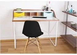 Kit 04 Cadeiras Eiffel Charles Eames F01 Preta Base de Madeira DSW - M