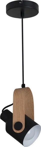 Pendente Metal Bottle - PRETO / MADEIRA