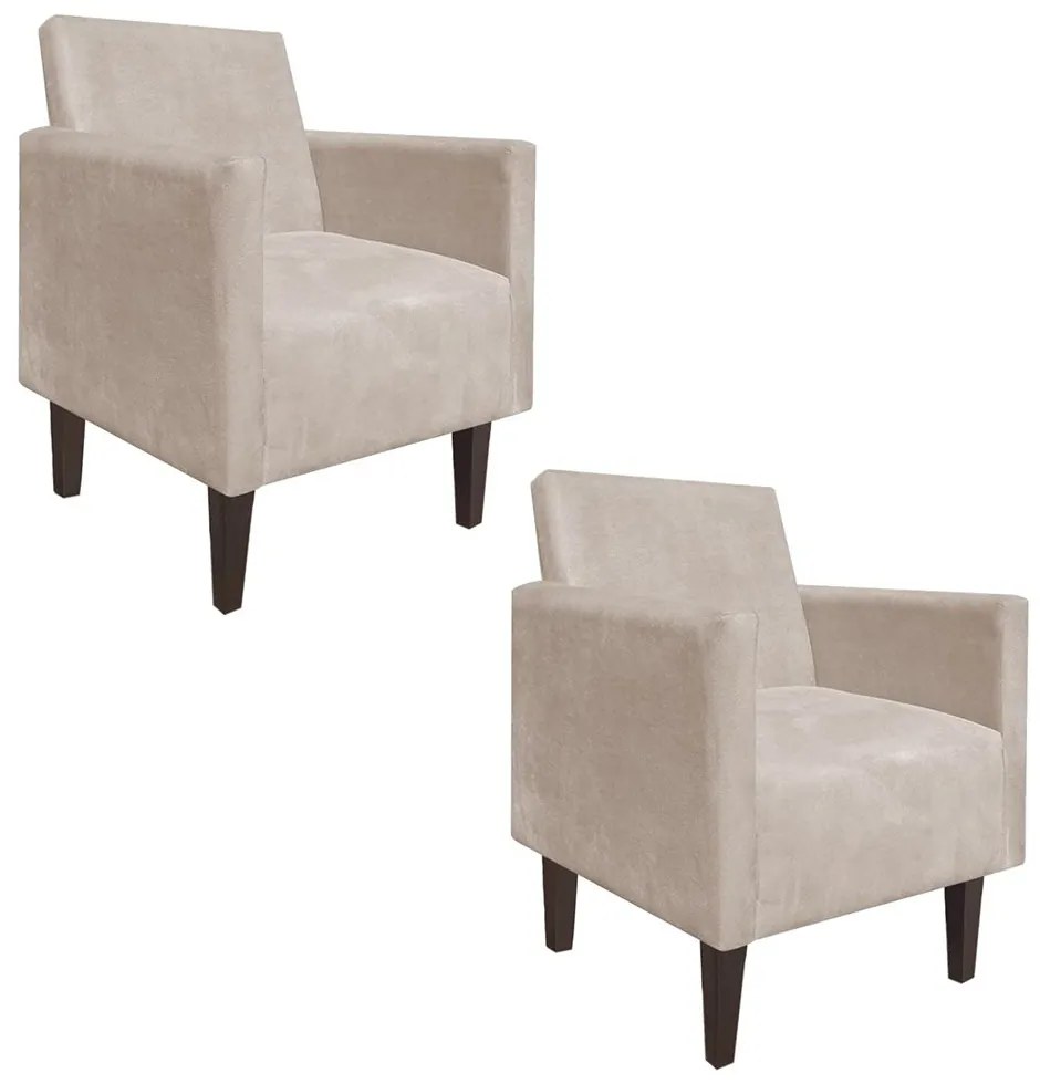 KIT 02 POLTRONAS JADE SUEDE BEGE PES CHA