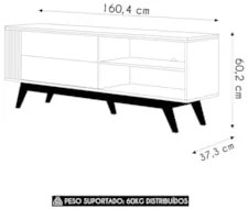 Rack Bancada Para TV 60 Pol 160cm Diana Off White/Freijó C05 - Mpozena