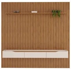 Painel para TV 75 Pol Ripado com Bancada Suspensa 250x240cm Pratisk D0