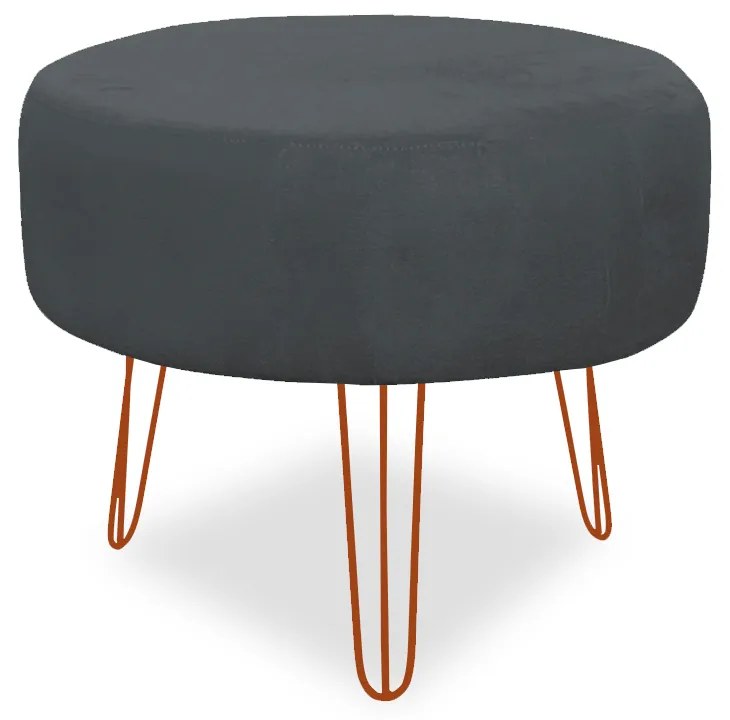 Puff Chloe Pés Hairpin Legs Bronze Suede Cinza