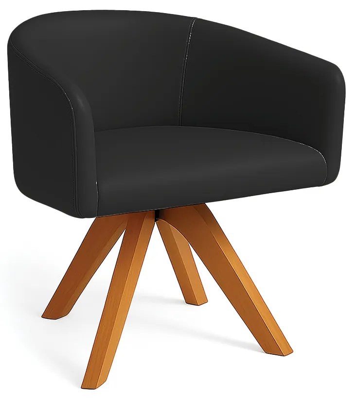 Poltrona Sala Base Giratória Madeira Arielle Sintético D03 - D'Rossi - Preto