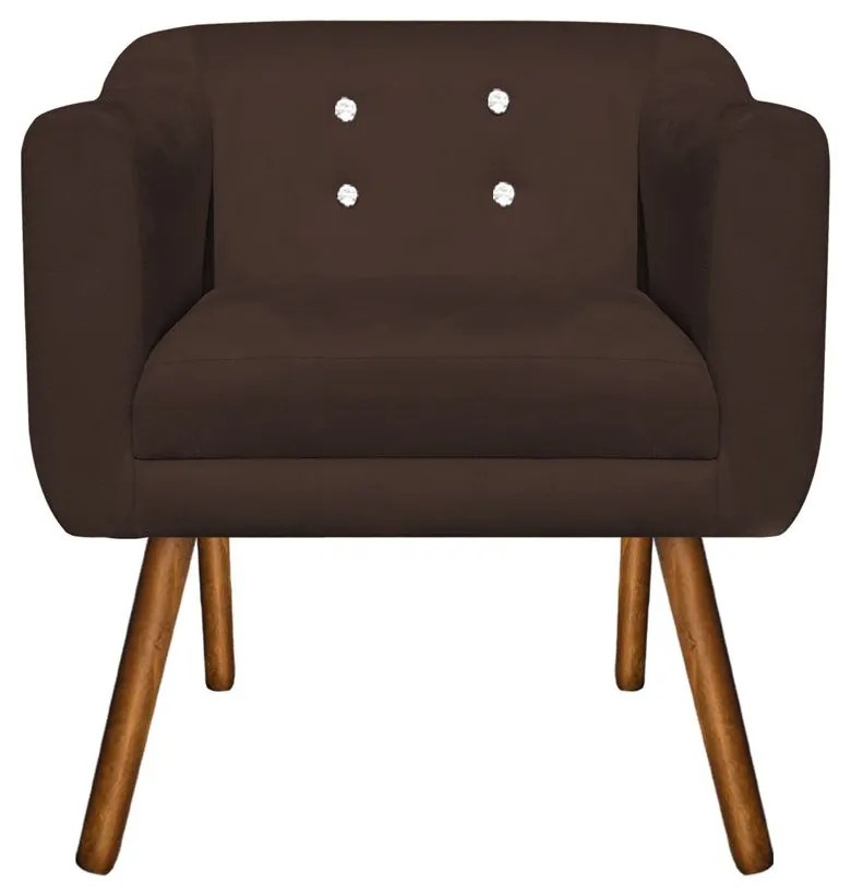 KIT 02 POLTRONAS JULIA SUEDE COM STRASS  - Marrom