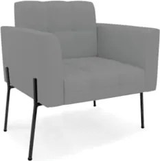 Poltrona Para Sala Pé Metal Preto Kit 2 Ana Linho Grafite - Ibiza