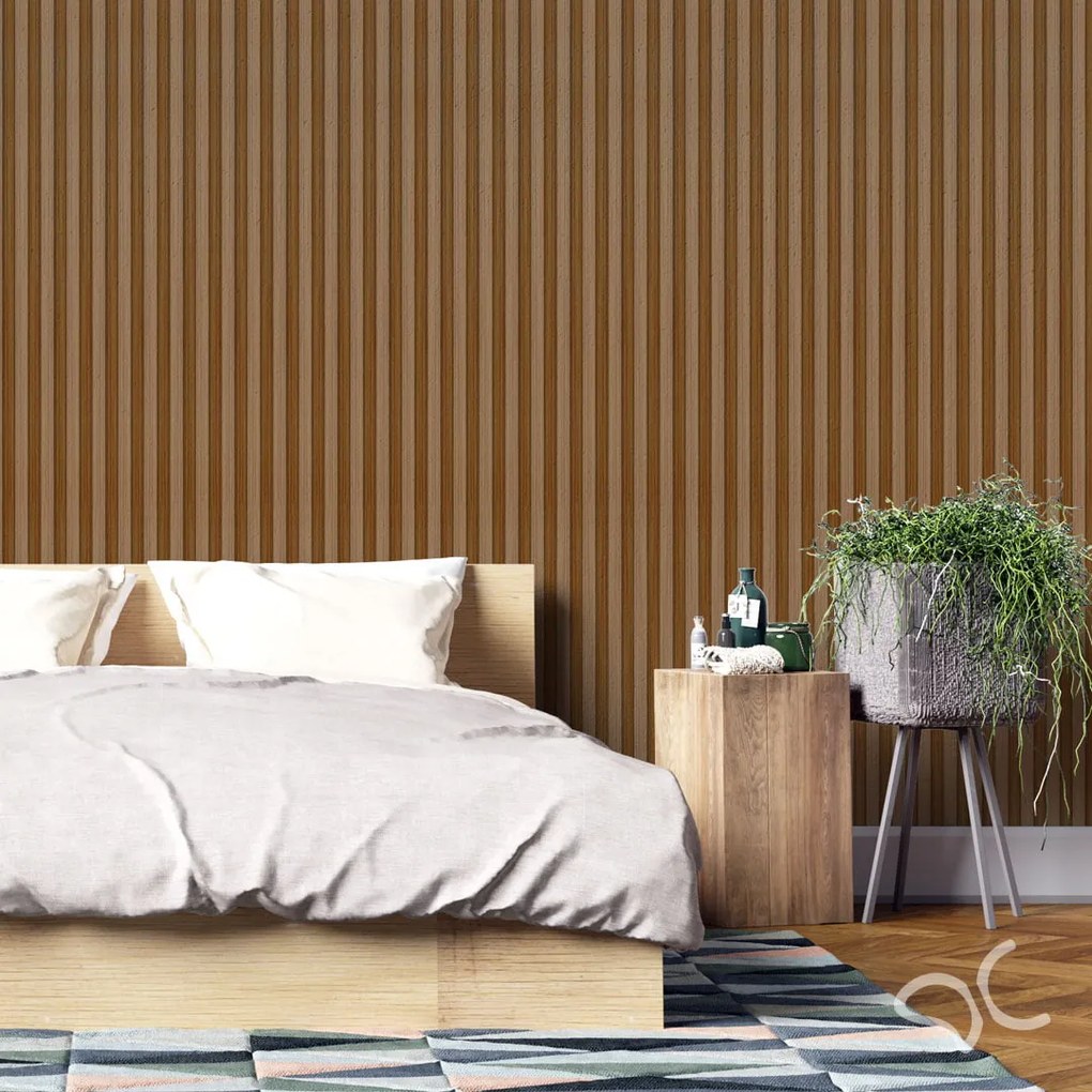 Papel de Parede Ripado Marrom Escuro 0.52m x 3.00m