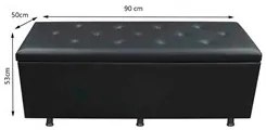 Calçadeira Baú Solteiro 90cm Estofada Liz S05 Sintético Preto - Mpozen