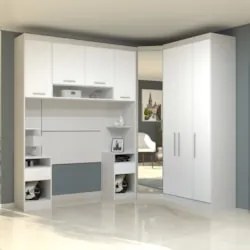 Guarda Roupa Solteiro Modulado CP03 Taiga Branco L01        - Mpozenat