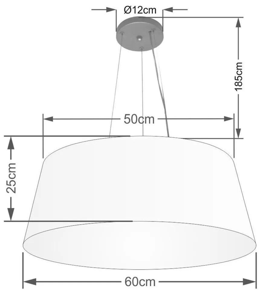 Lustre Pendente Cone Md-4062 Cúpula em Tecido 25/60x50cm Rustico Cinza - Bivolt