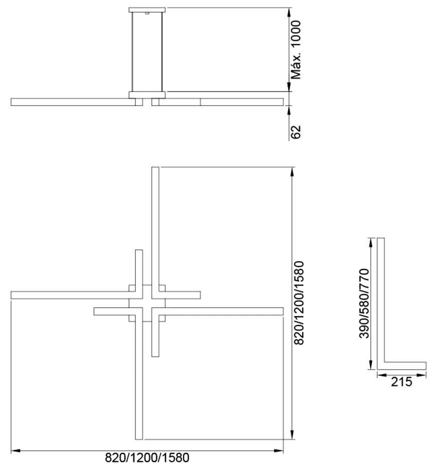 Pendente Play Quadrado 82X82Cm Led 49,2W Bivolt / "l" C/ 21,5X39Cm | U... (TT-M Titânio Metálico, 3000k)
