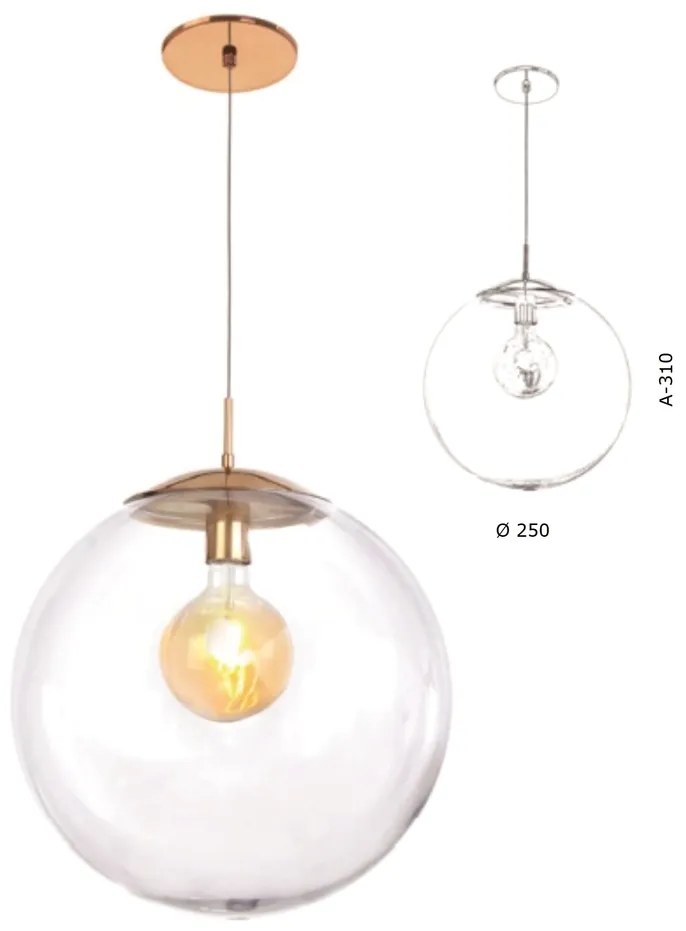 Pendente Globo Fechado Ø25X31Cm Metal E Globo Ø25Cm 01Xe27 |Old Artisa... (GRAFITE / CROMADO, AMBAR)