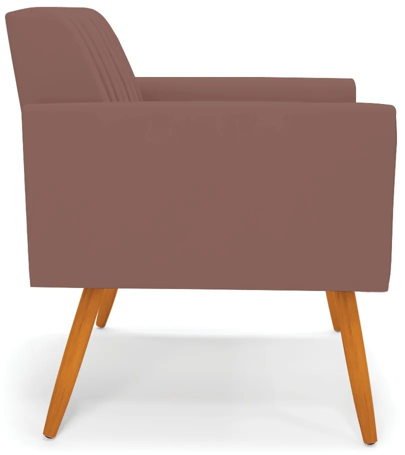 Kit 2 Poltronas Viena Gomada Veludo Pés Palito Castanho D03 - D'Rossi - Rose