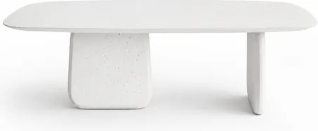 Mesa de Centro Retangular Pétrea Concreto Branco
