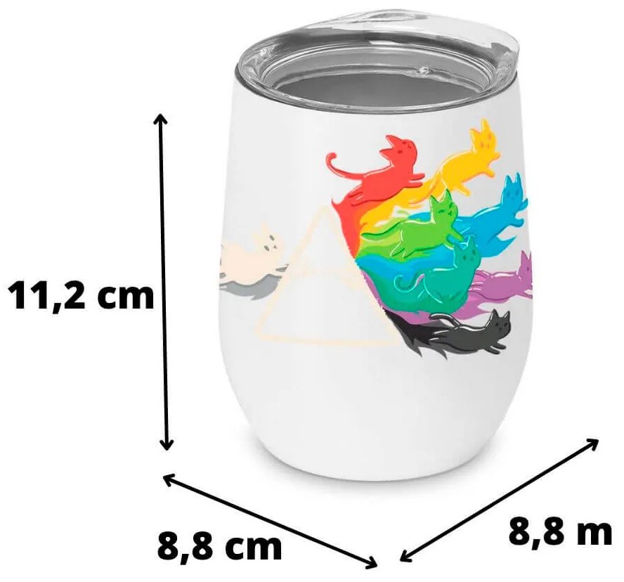 Copo Inox Corpo Duplo 400 ml Fosco Gato Prisma Cats Geek - Branco