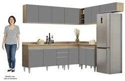 Armário de Cozinha Modulado de Canto 7 Peças CP23 Balcão com Tampo Cas