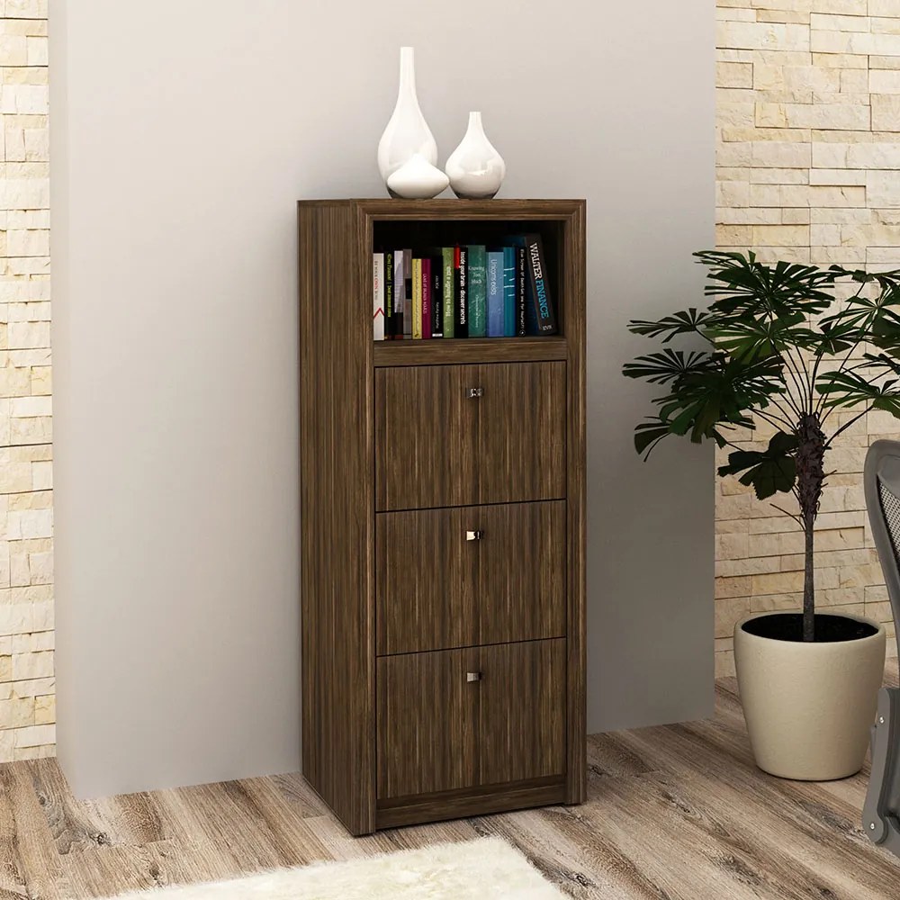 Armário Arquivo para Escritório Home Office ME4118 MDP Nogal G69 - Gran Belo