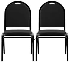 Kit 2 Cadeiras Hoteleiras Auditório Empilhável Sintético Z33 Preto - M