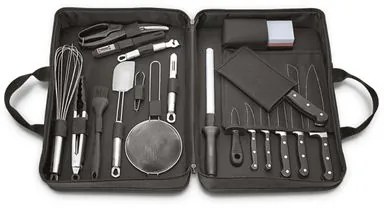 Kit para Chefs Tramontina em Aço Inox Cabo de Policarbonato e Fibra de Vidro com Maleta 20 Peças 24099027