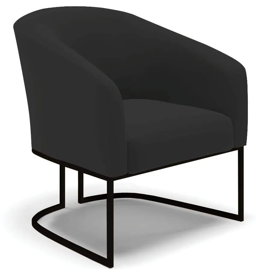 Sofá Namoradeira e Poltrona Base Industrial Preto Stella Veludo D03 - D'Rossi - Preto