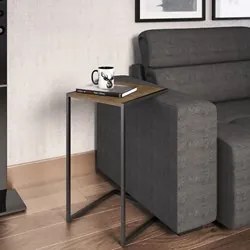 Mesa de Apoio Lateral Steel Quadra 27820 Vermont Base Preta - Artesano