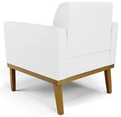 Poltrona Decorativa Base Madeira Castanho Maressa Sintético Branco - I