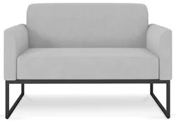 Poltrona Namoradeira 2 Lugares Base Industrial Preta Maressa A05 Linho