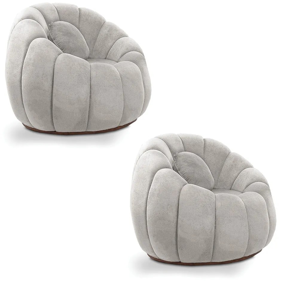 Poltrona Decorativa Orgânica para Sala Kit 2 Cloud Bouclê E03 - D'Rossi - Cinza claro