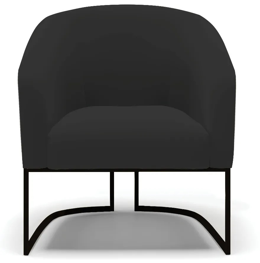 Poltrona Decorativa Base Industrial Preto Stella Veludo Preto D03 - D'Rossi