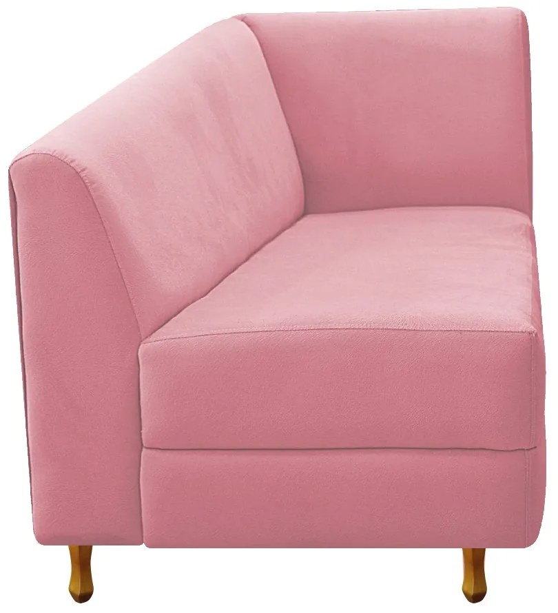 Recamier Valéria 140cm Lado Esquerdo Suede Rosa Bebê- ADJ Decor