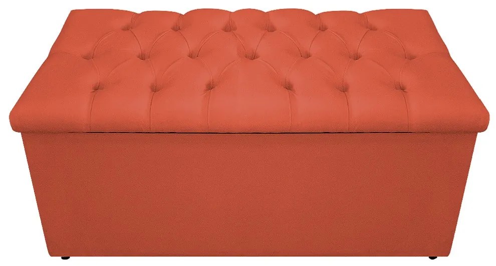 Recamier Baú Estofada Mel 90 cm Solteiro Com Capitonê  Suede Terracota - ADJ Decor