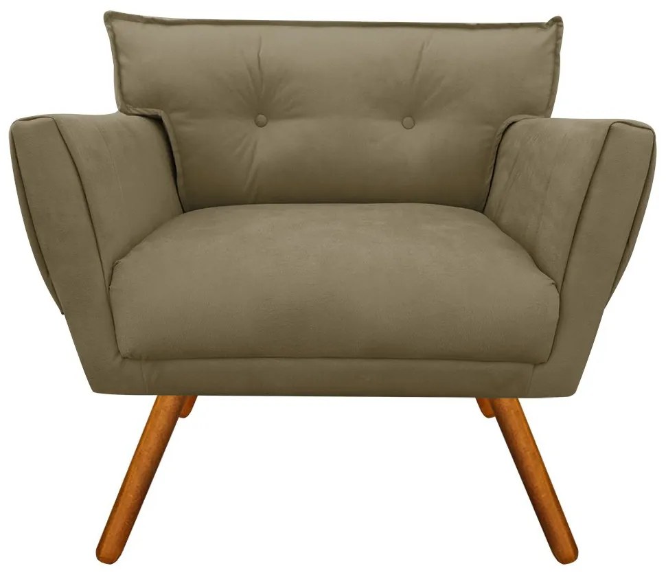 Kit 2 Poltronas Anitta Suede Pés Palito Castanho D03 - D'Rossi - Marrom Rato