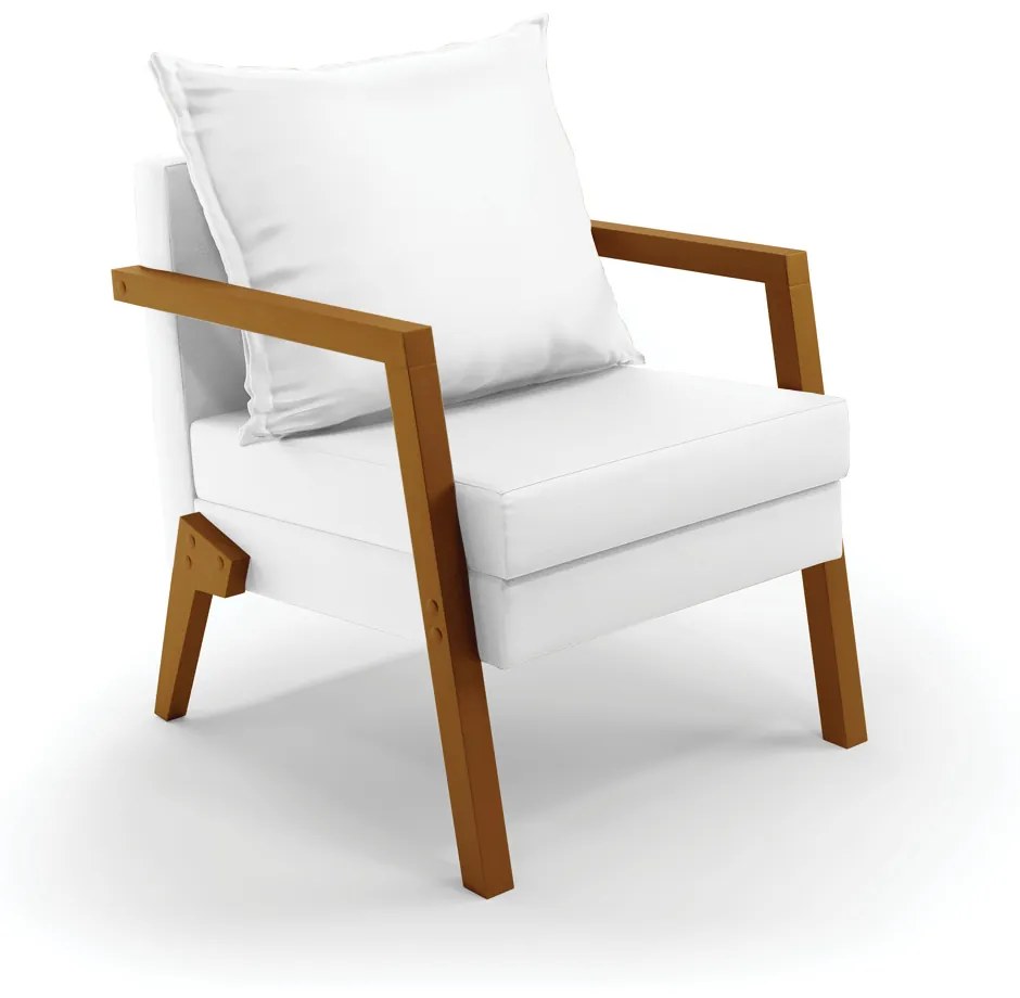 Poltrona Alice Corino Base de Madeira D03 - D'Rossi - Branco