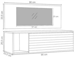 Penteadeira Suspensa com Painel e Espelho Joy Z49 Nature/Branco - Mpoz