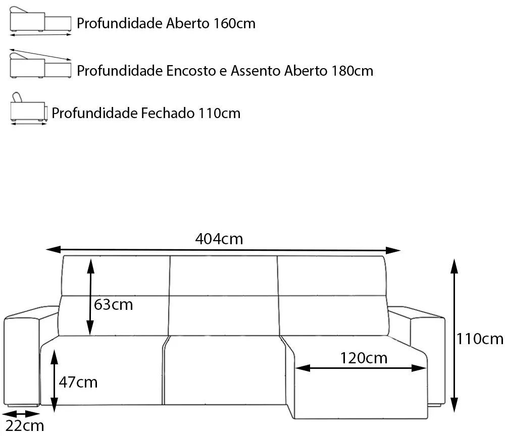 Sofá Retrátil Reclinável 7 Lugares Sala de Estar 404cm Russo Couro Caramelo G52 - Gran Belo