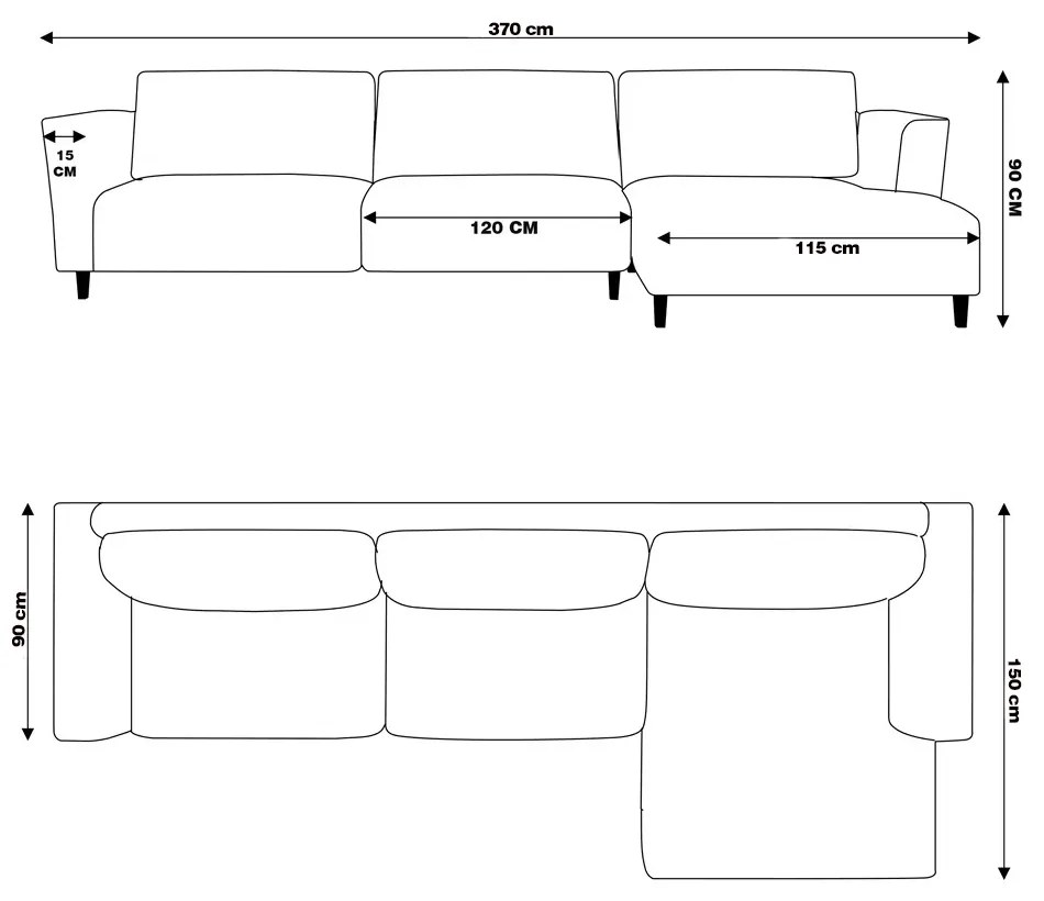 Sofá 370cm com Chaise Direita Franz Suede Rosê G52 - Gran Belo