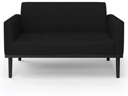 Sofá Namoradeira e 2 Poltronas Base Madeira Preto Maressa Linho Preto