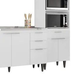 Armário de Cozinha CP02 Com Pia 150cm Pérola Z34 Branco - Mpozenat