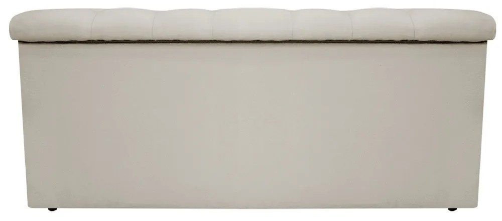Recamier Baú Estofada Mel 90 cm Solteiro Com Capitonê  Suede Bege - ADJ Decor