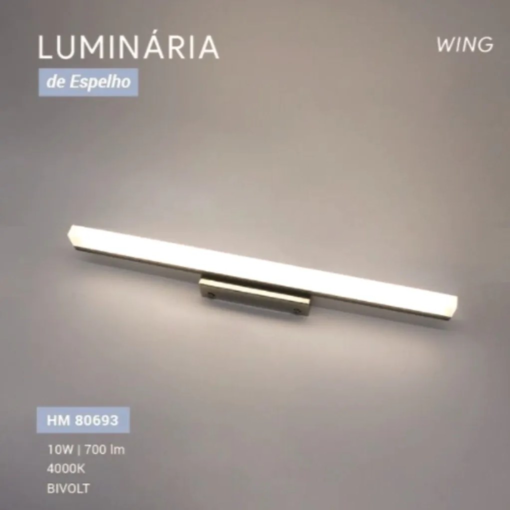 Arandela Wing 52X15X8Cm Led 10W 4000K Ip44 Branco | Opus Hm 80693