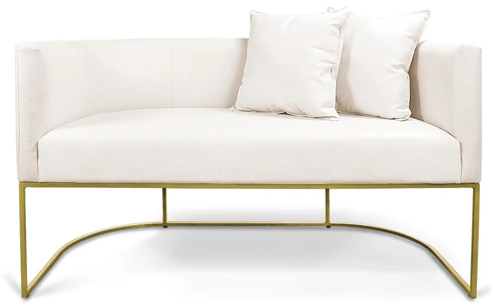 Namoradeira Paola 02 Lugares Linho Base Metálica Dourado D03 - D'Rossi  - A27 Areia